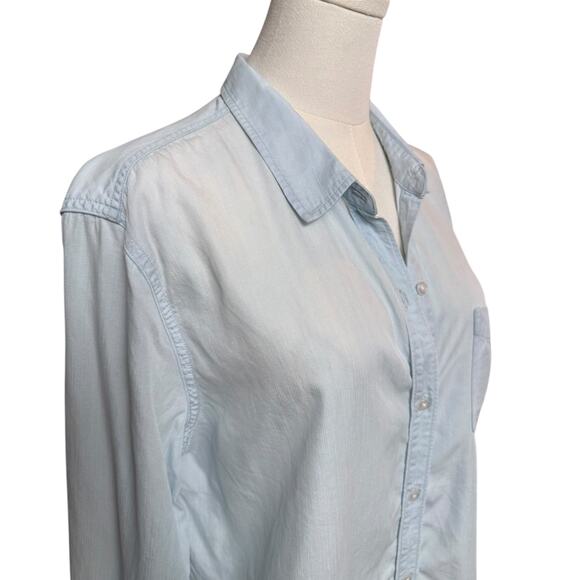 Rails Ingrid Raw Light Vintage Shirt Size Large Tencel Denim Long Sleeves - Picture 11 of 12